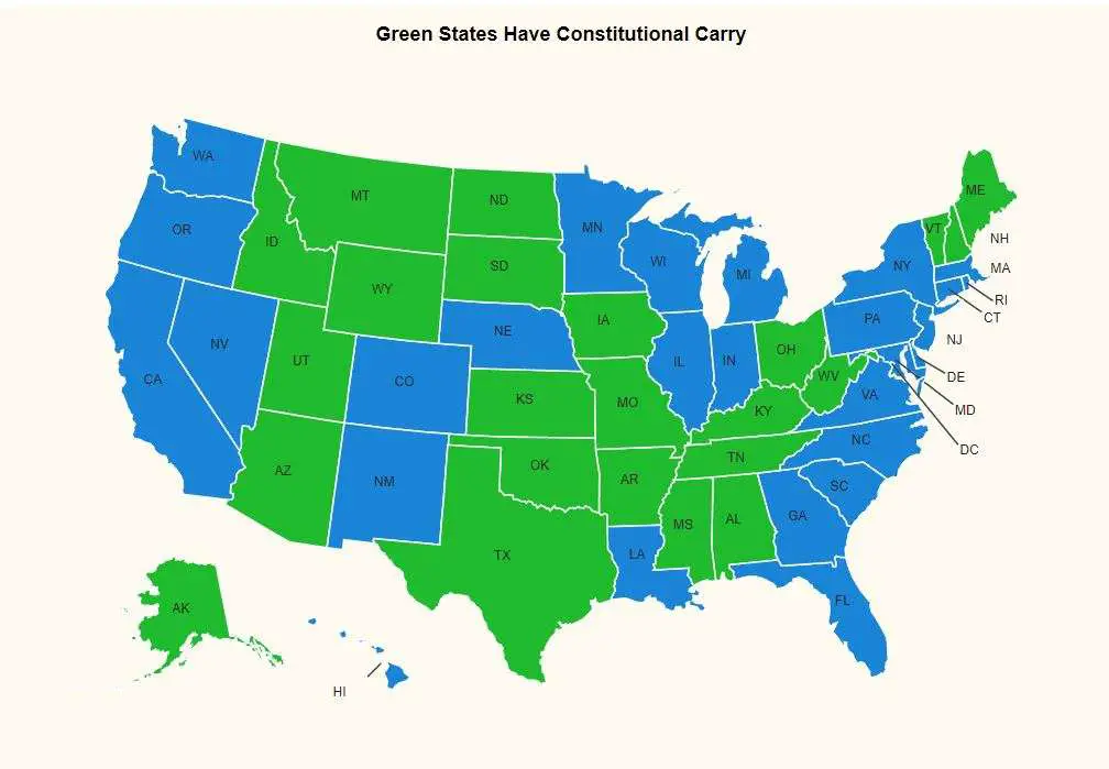 Constitutional Carry State Map Gunners Den